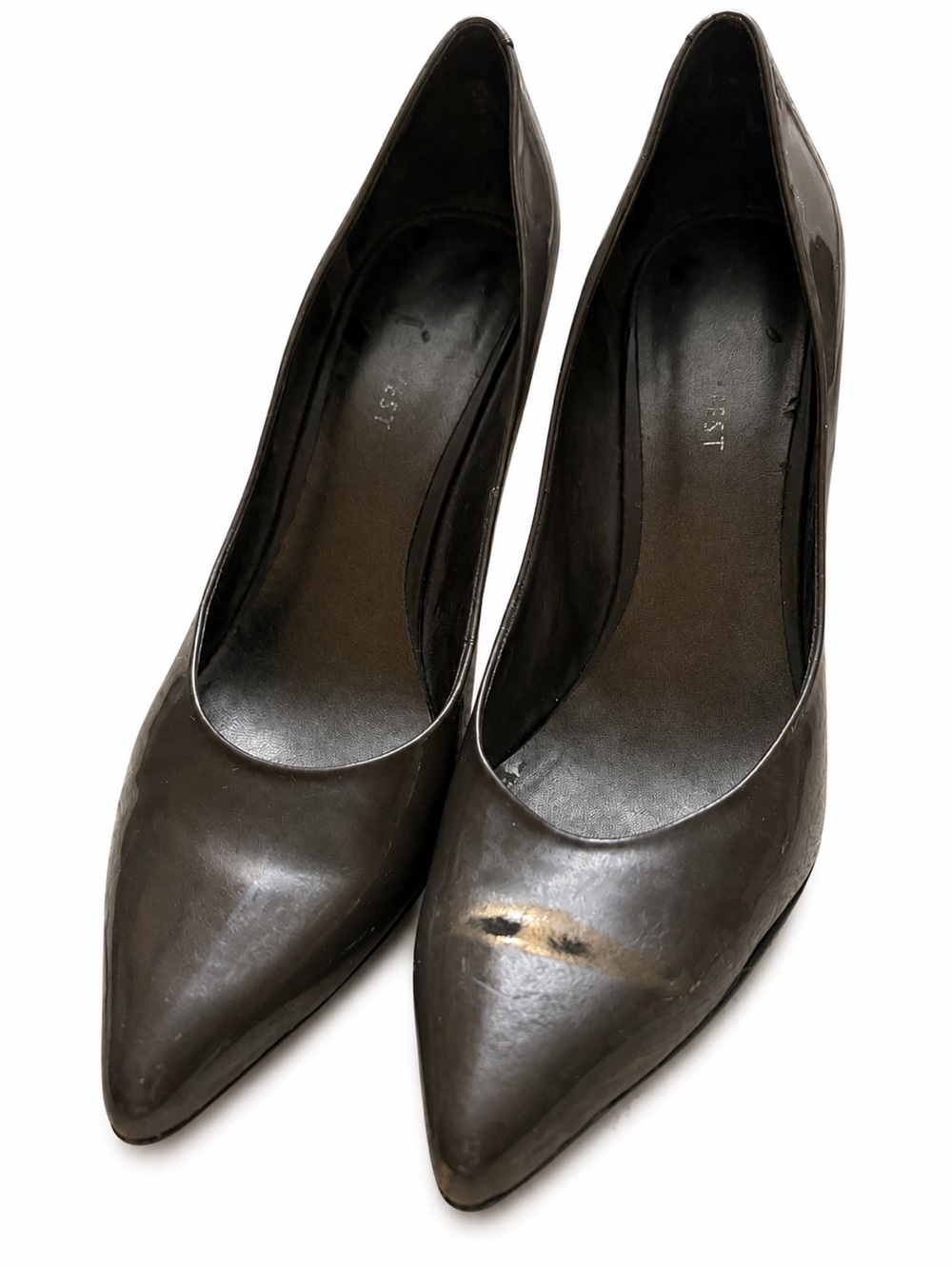 Nine West Black Pointed-Toe Patent Pumps